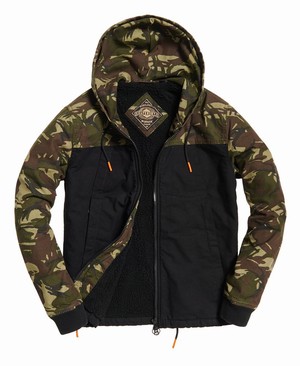 Superdry Hooded Worker Férfi Kabát Fekete/Camo | NLRAF4826